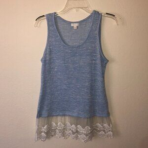 🌞 Charming Charlie Tank Top Blue White Lace Size Medium